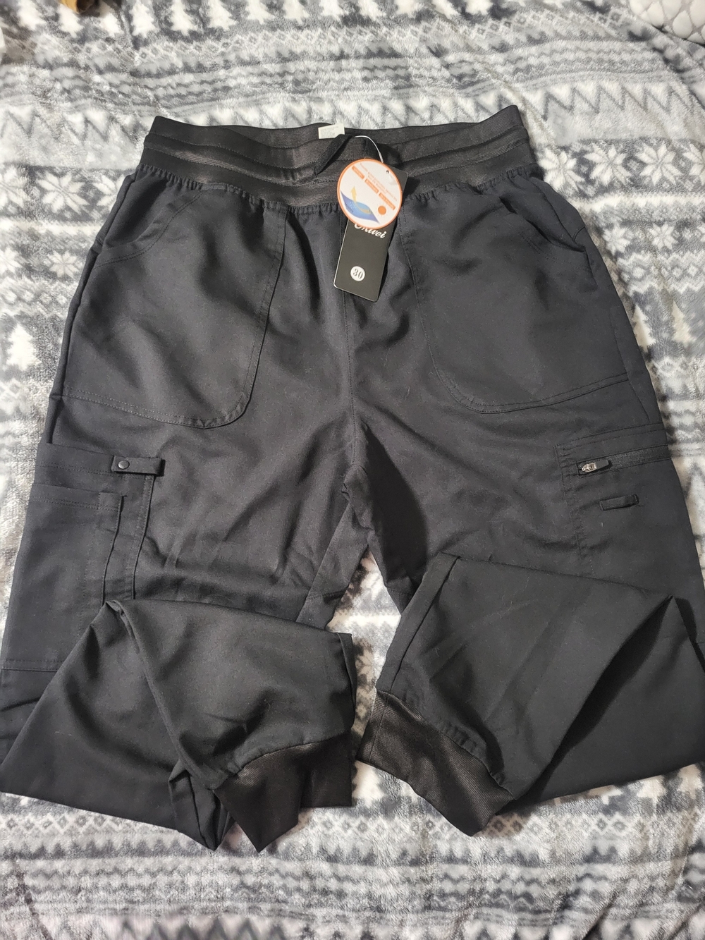 Nwt Womens Size Med  Black Cargo Jogger Scrub Pants